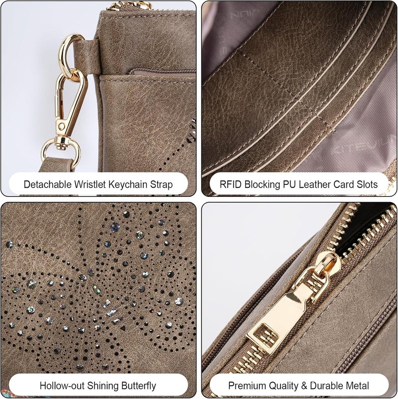 KITEVIUN Wristlet Wallets Clutch Purses for Women, Slim RFID Blocking Cell Phone Wallet Purse with Credit Card Holder - Image 4